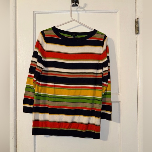 Women Talbots Sweater Stripped top Sz large - Picture 2 of 5